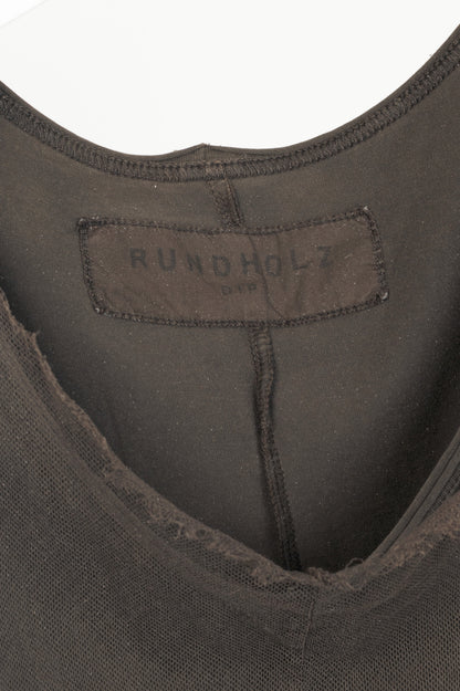 Rundholz Dip Brown Cotton Mesh & Jersey Midi Dress