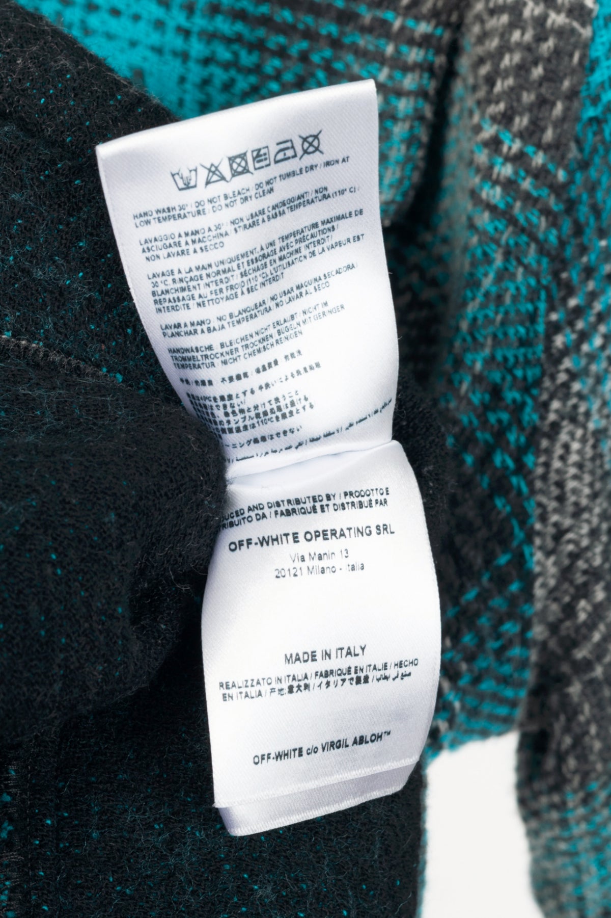 Off-White KK Flannel Blue Cotton & Wool Plaid Buttoned Shirt