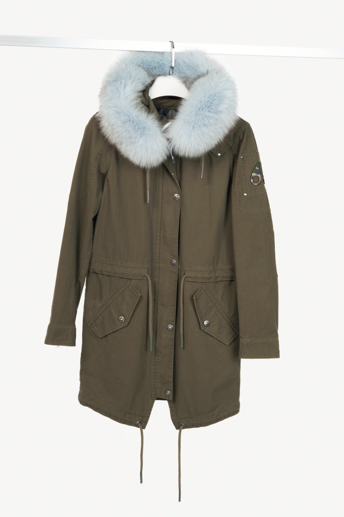 Moose Knuckles Green Cotton-Twill Fur-Hood Zip Parka