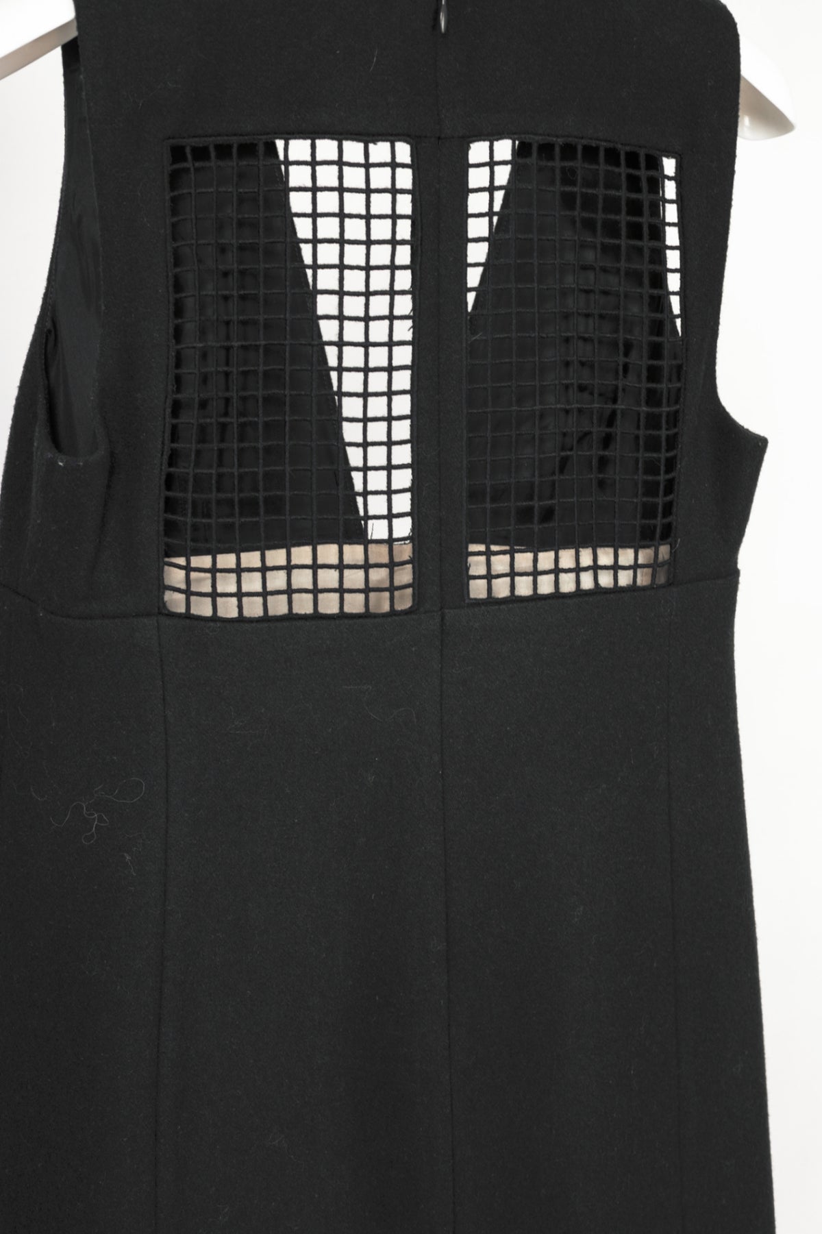 Tibi AW12 Runway Navy Wool-Blend Crochet Sleeveless Dress