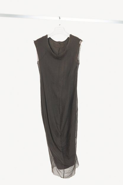 Rundholz Dip Brown Cotton Mesh & Jersey Midi Dress
