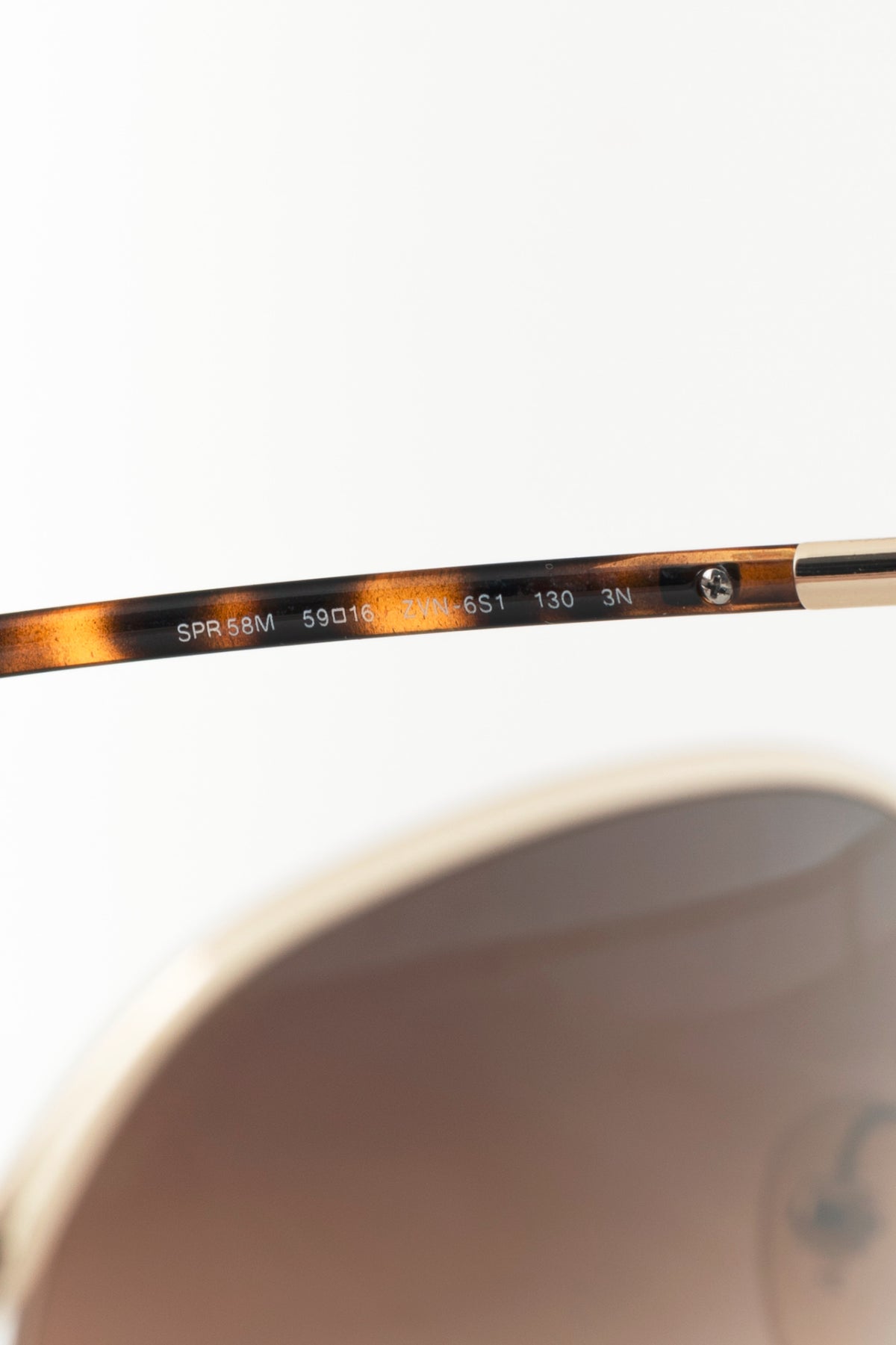Prada SPR58M Light Gold & Brown Tortoiseshell Acetate Round Sunglasses