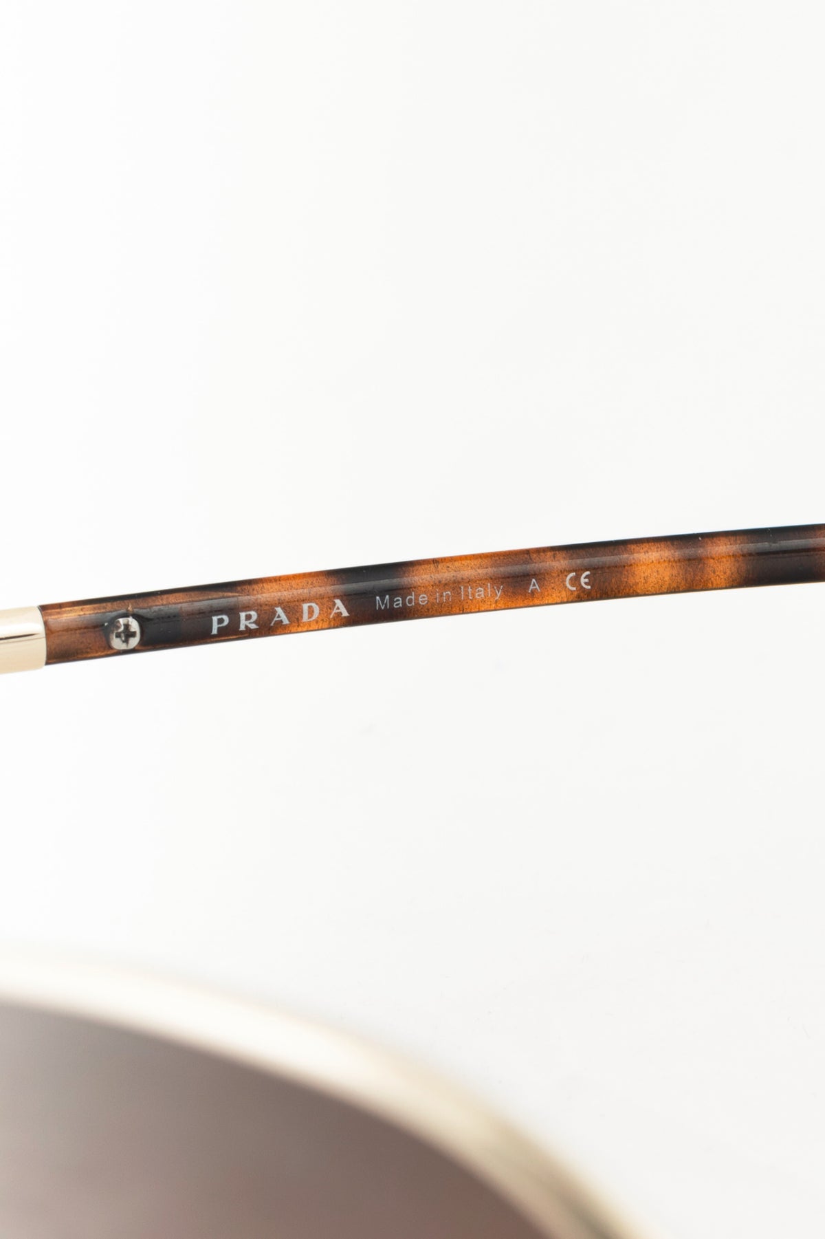 Prada SPR58M Light Gold & Brown Tortoiseshell Acetate Round Sunglasses