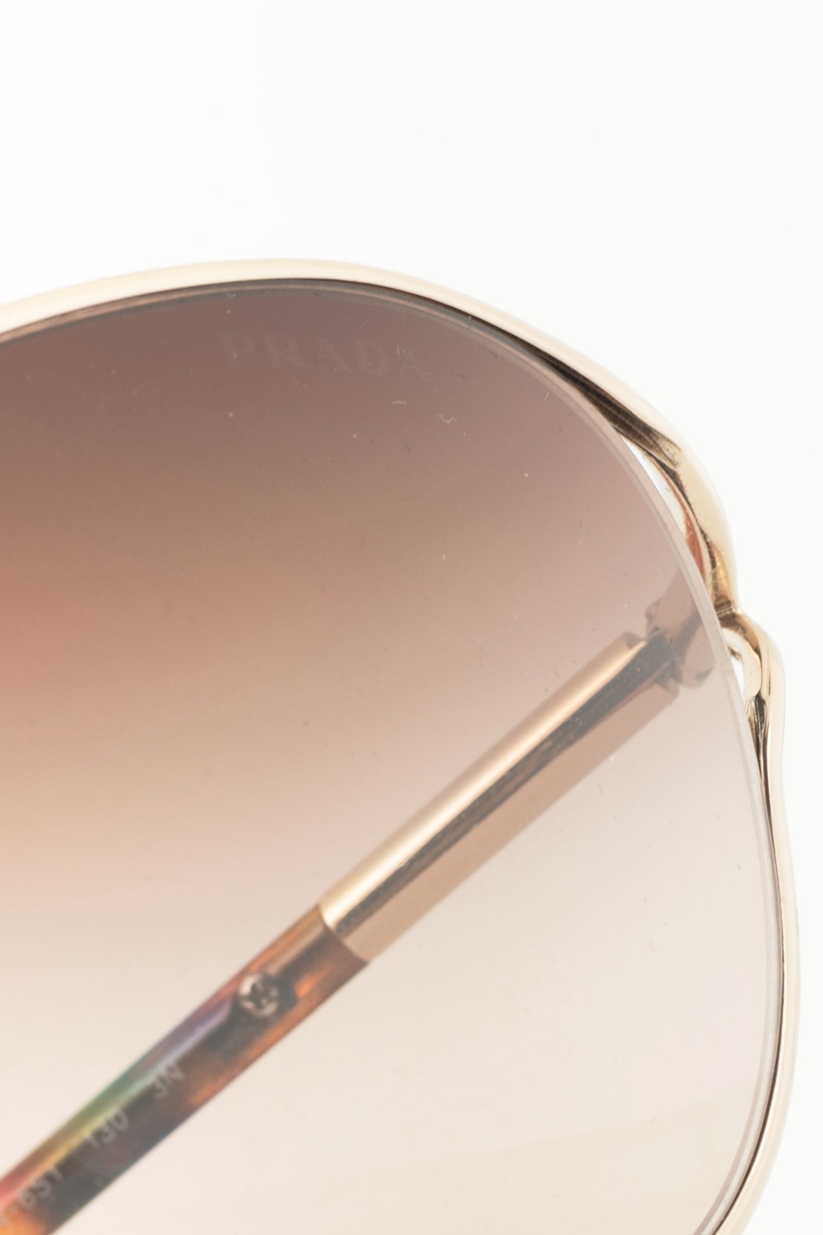 Prada SPR58M Light Gold & Brown Tortoiseshell Acetate Round Sunglasses