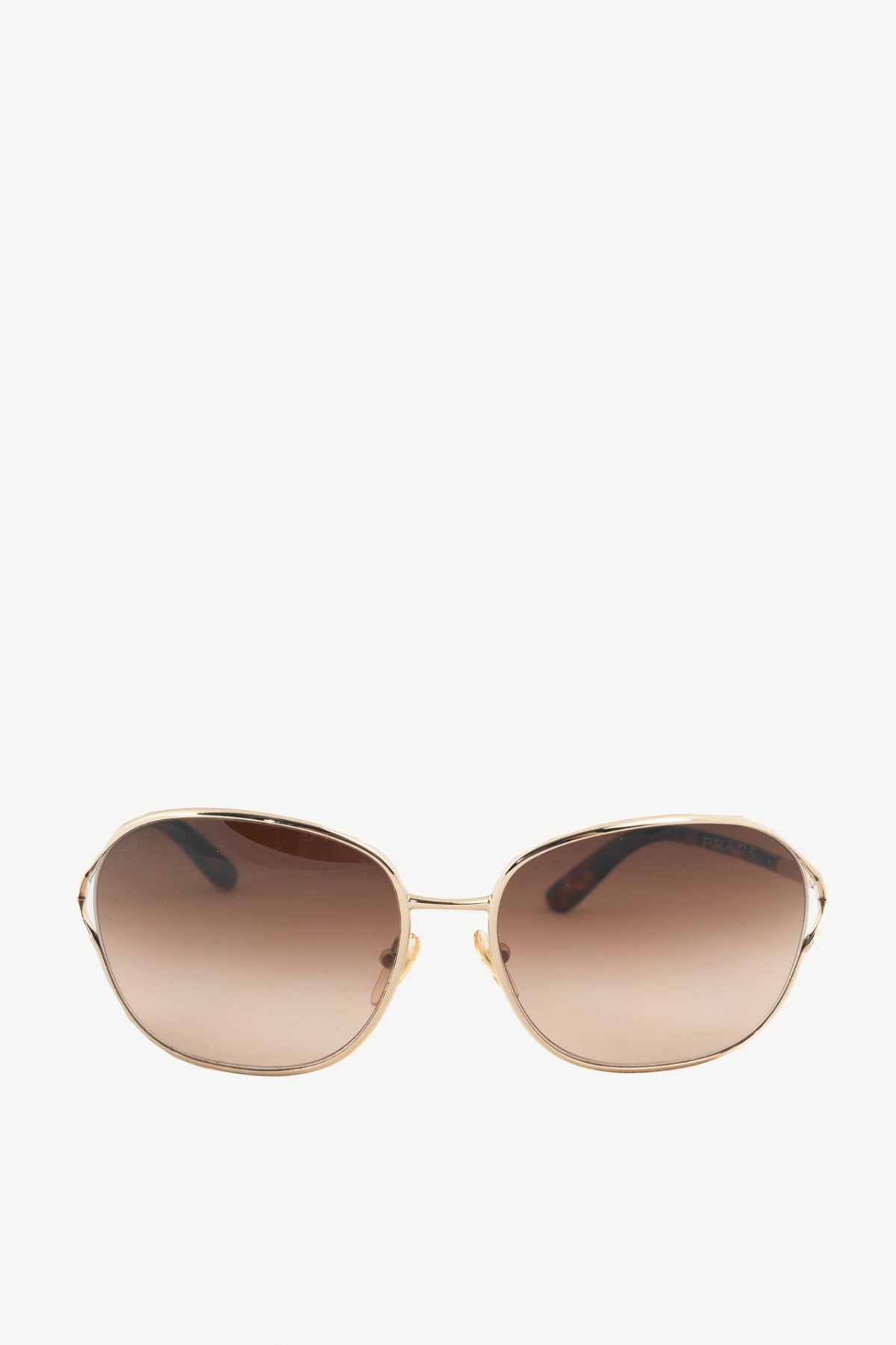Prada SPR58M Light Gold & Brown Tortoiseshell Acetate Round Sunglasses
