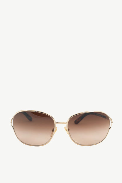 Prada SPR58M Light Gold & Brown Tortoiseshell Acetate Round Sunglasses