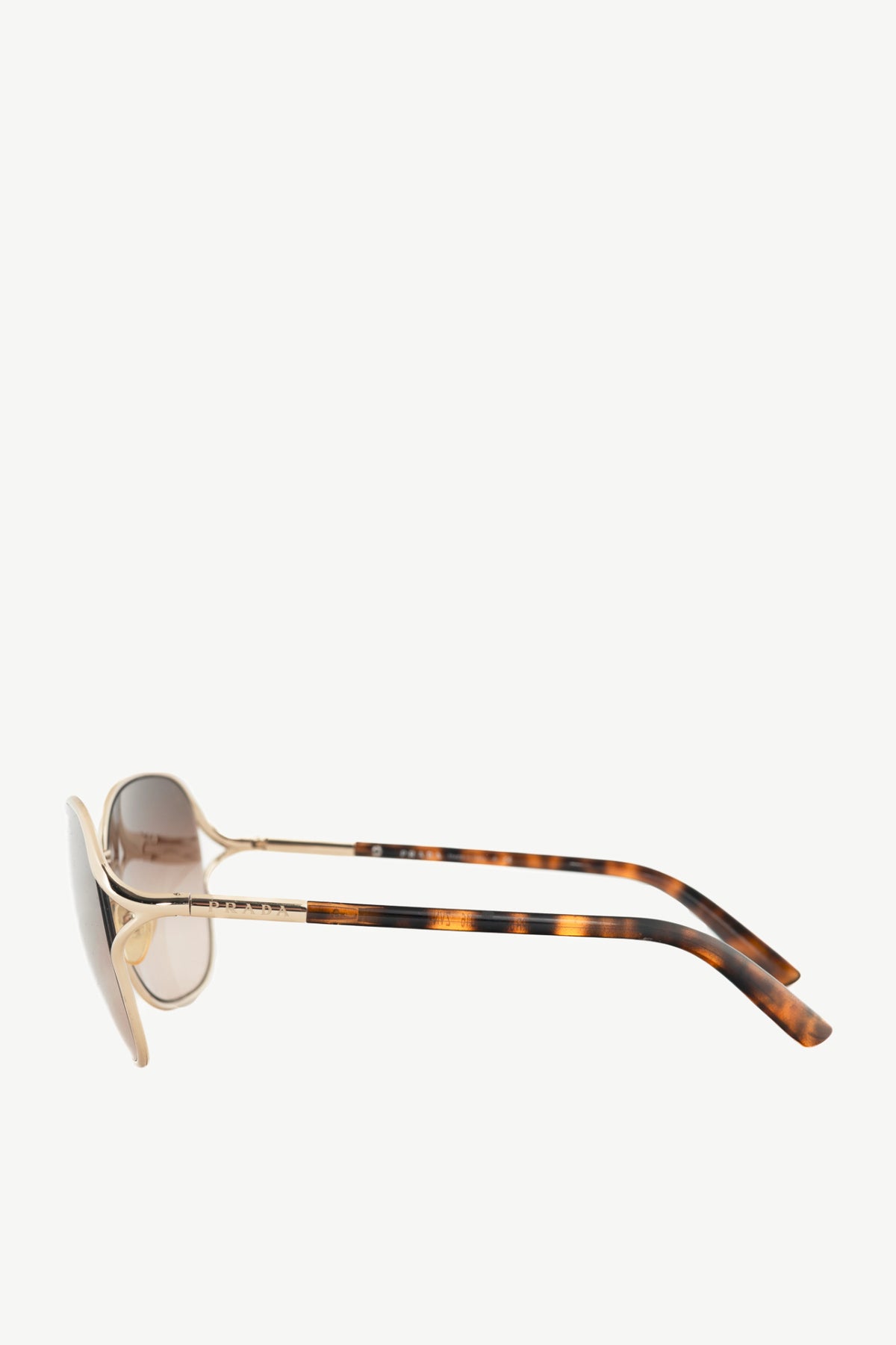 Prada SPR58M Light Gold & Brown Tortoiseshell Acetate Round Sunglasses