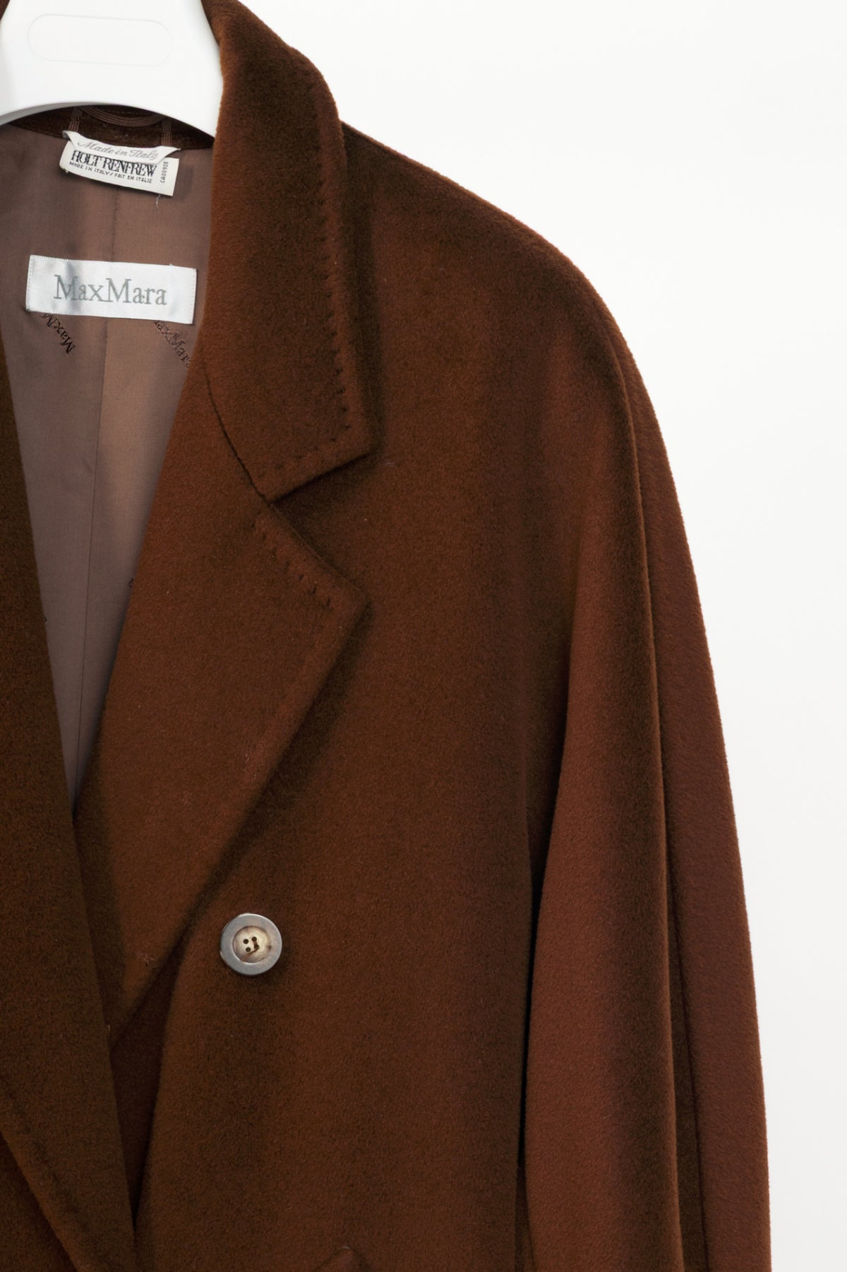 Max Mara Brown Wool-Blend Double-Breasted Chesterfield Coat