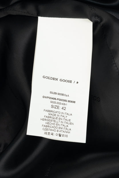 Golden Goose Anthracite Grey Painted Long Herringbone Coat