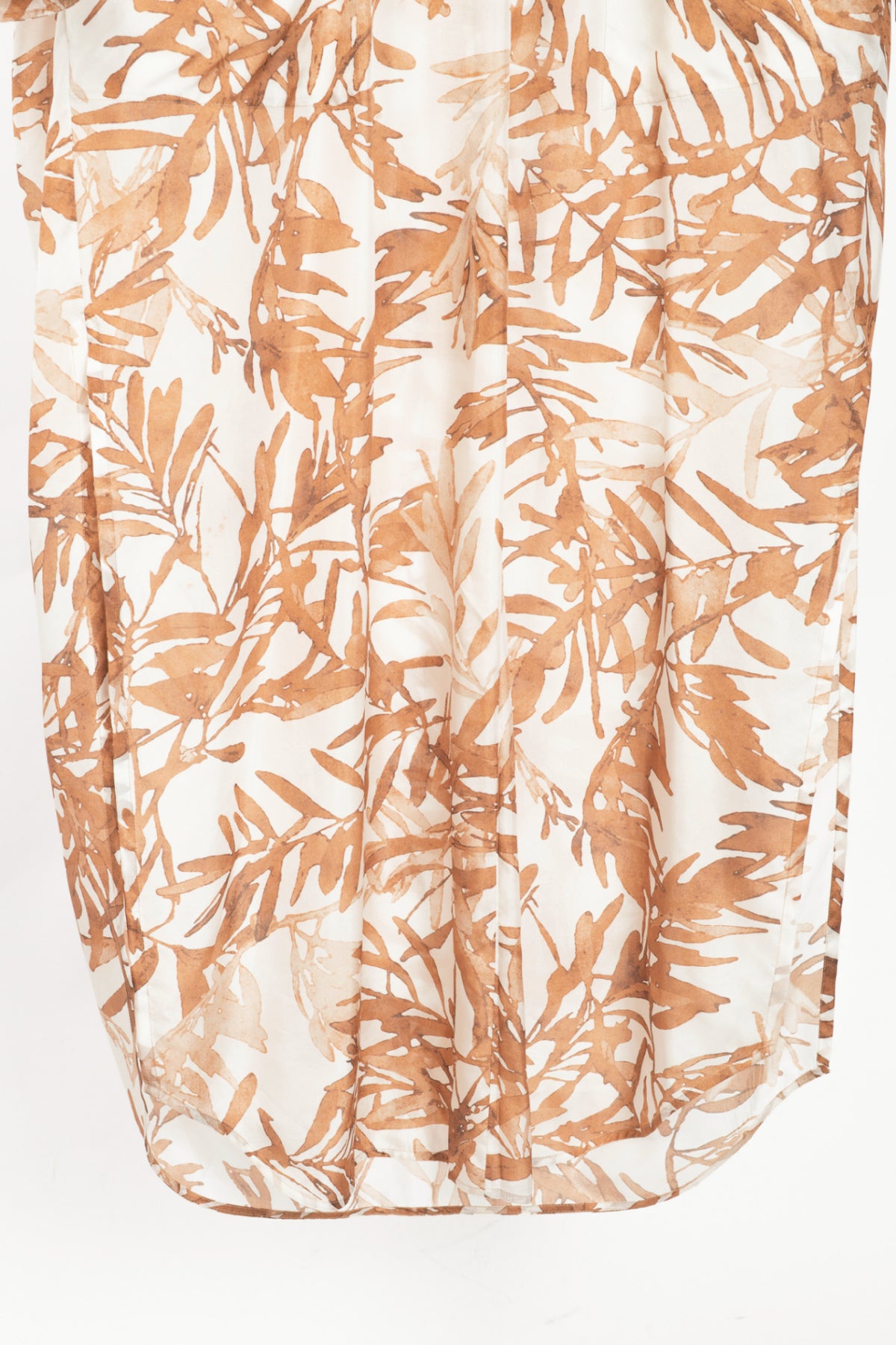 Brunello Cucinelli SS25 Natural Herbarium-Print Silk Shirt Dress