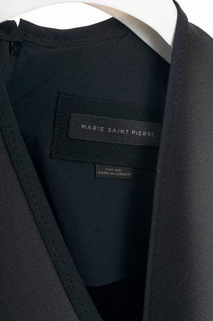 Marie Saint Pierre Grey Taffeta Asymmetrical Pocket Dress