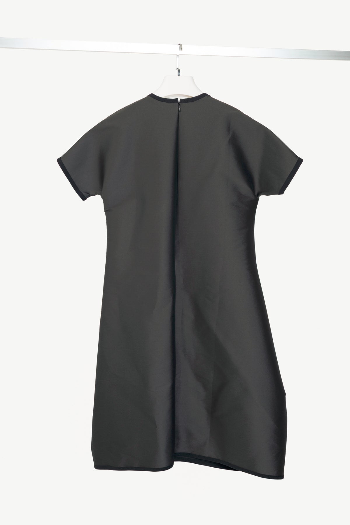 Marie Saint Pierre Grey Taffeta Asymmetrical Pocket Dress