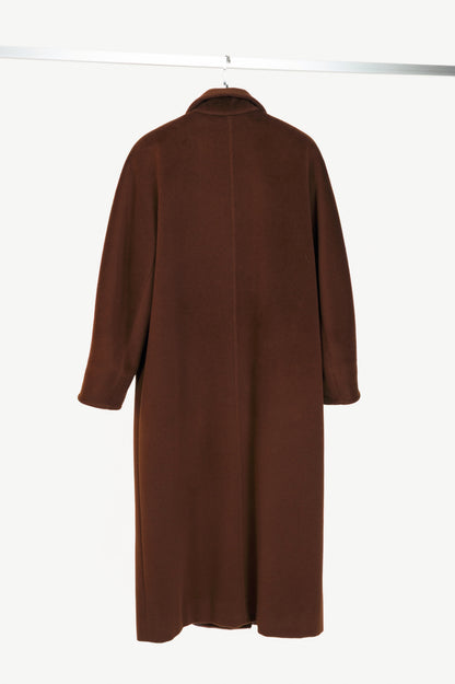 Max Mara Brown Wool-Blend Double-Breasted Chesterfield Coat