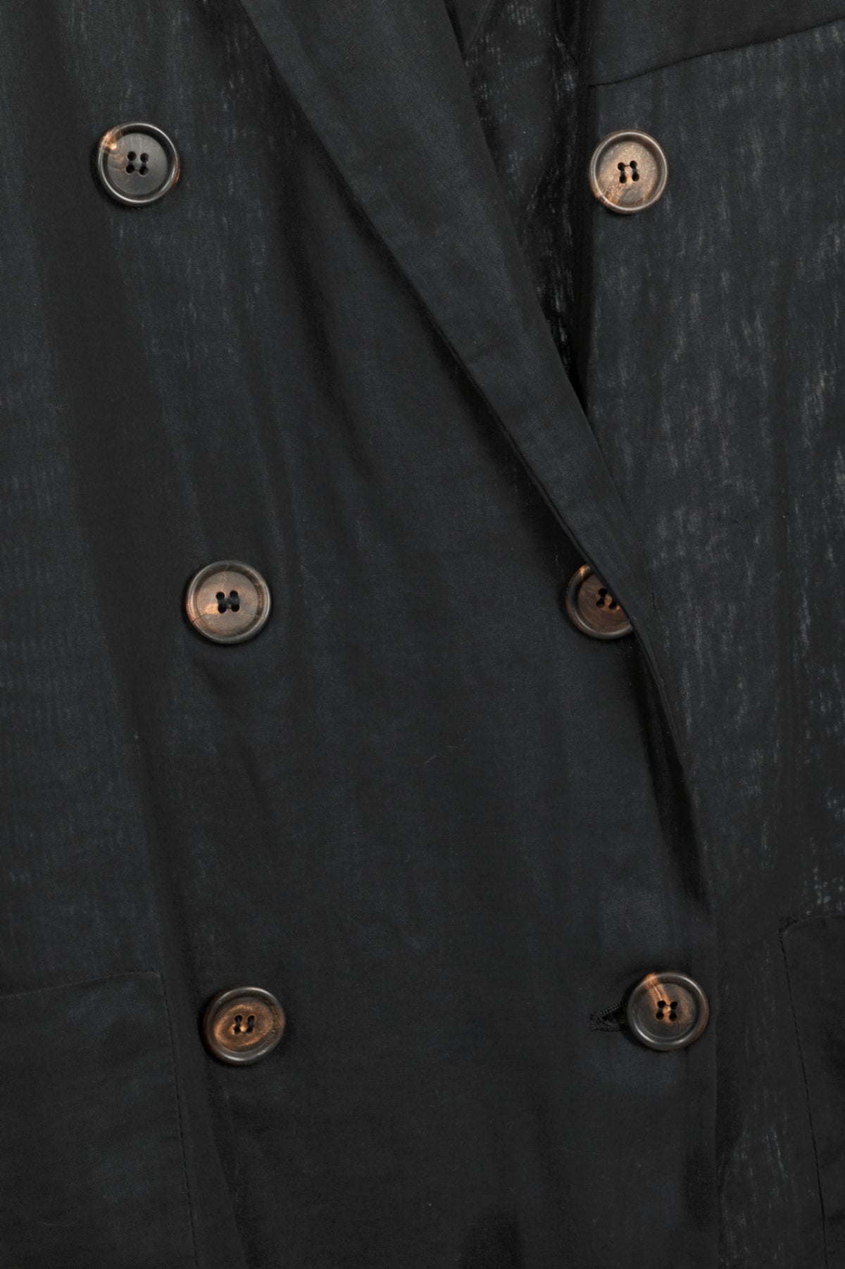 Brunello Cucinelli Black Cotton Voile Double-Breasted Longline Blazer