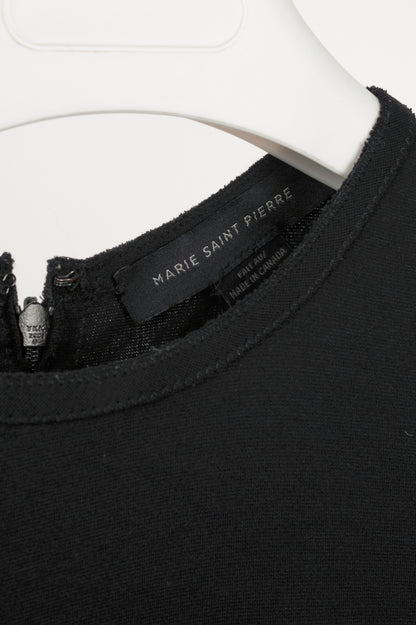 Marie Saint Pierre Black Jersey Pleated-Hem Dress