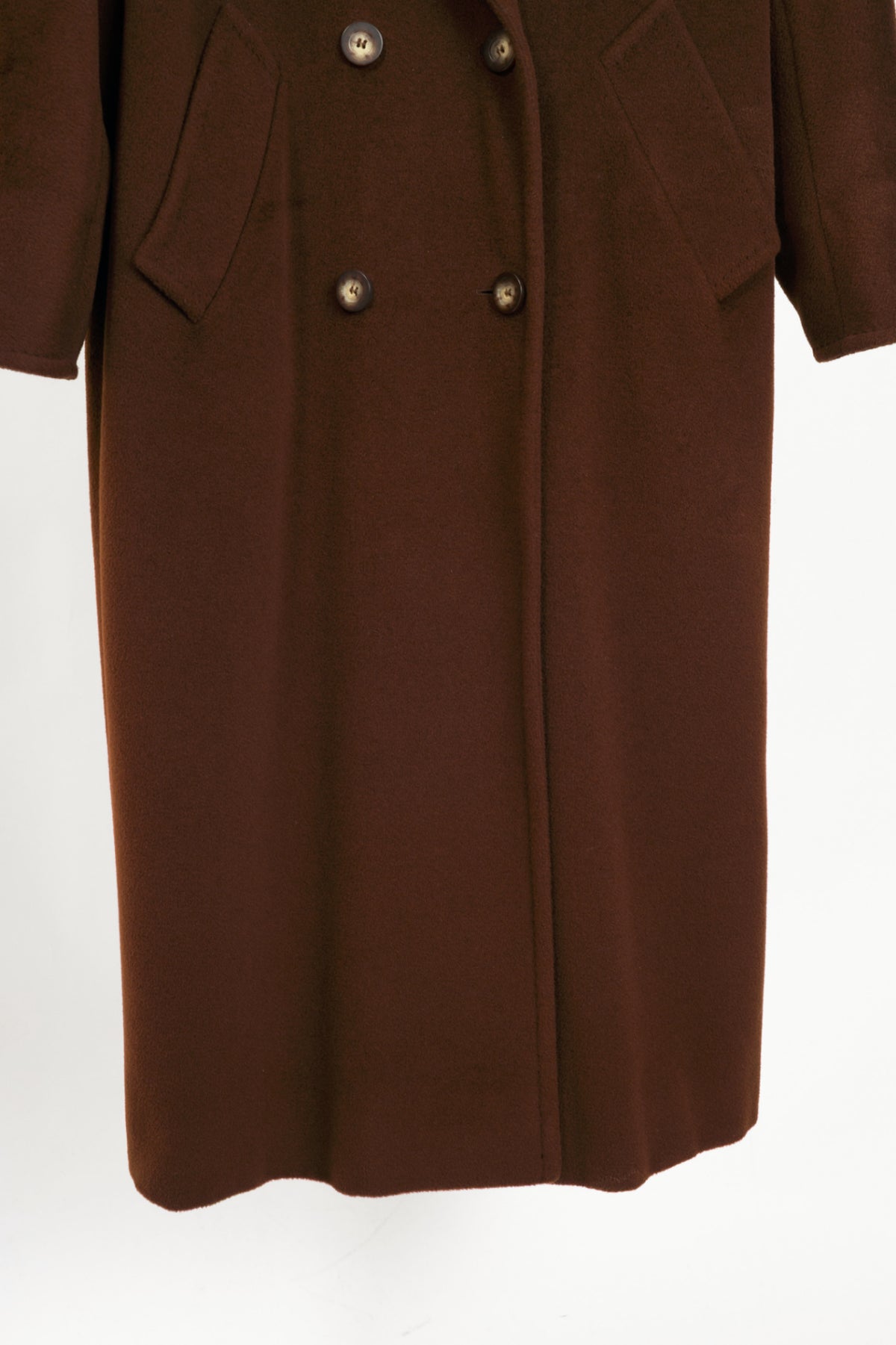 Max Mara Brown Wool-Blend Double-Breasted Chesterfield Coat