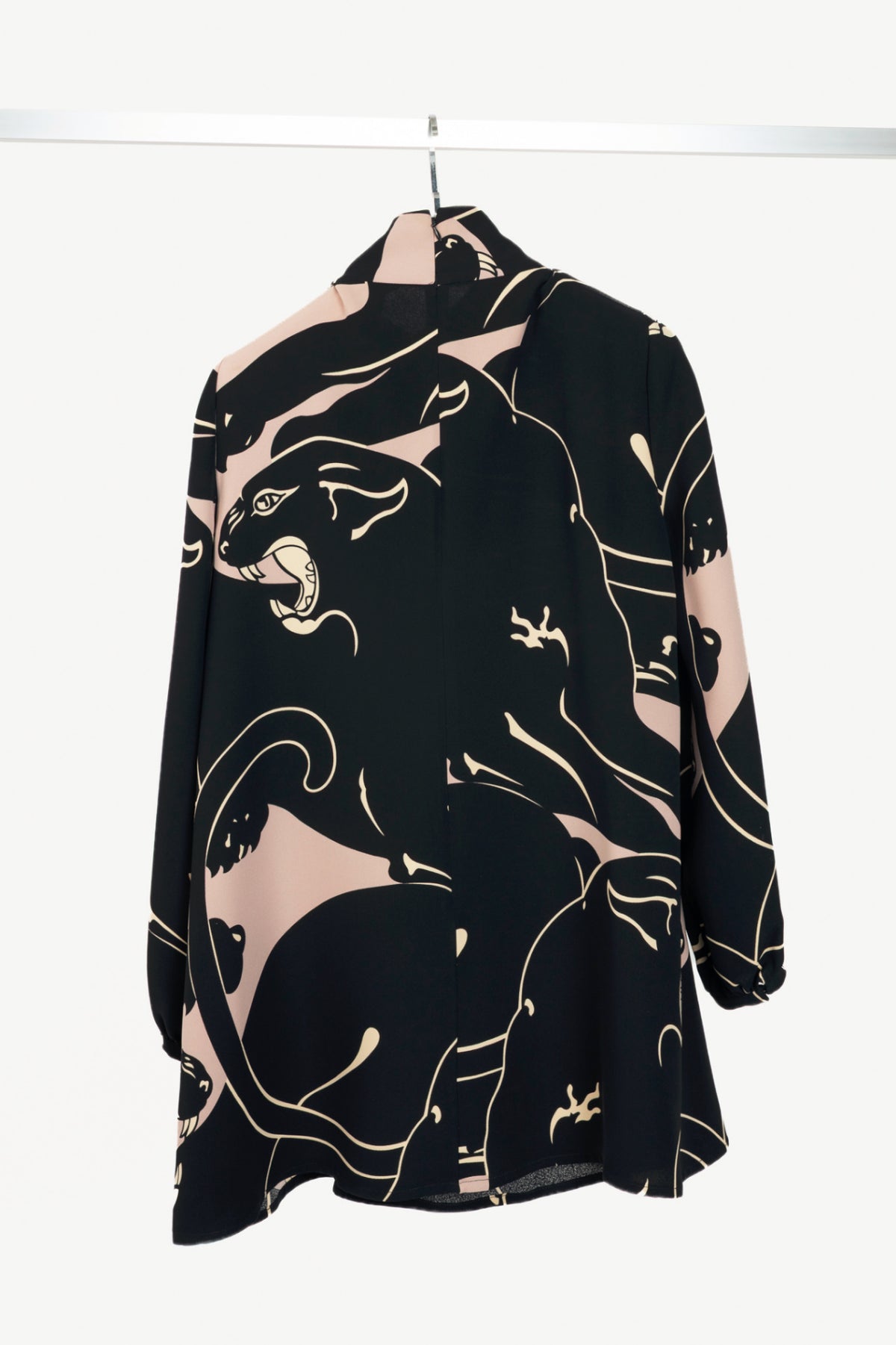 Valentino Garavani AW17 Panther-Print Cady Tie-Neck Mini Dress