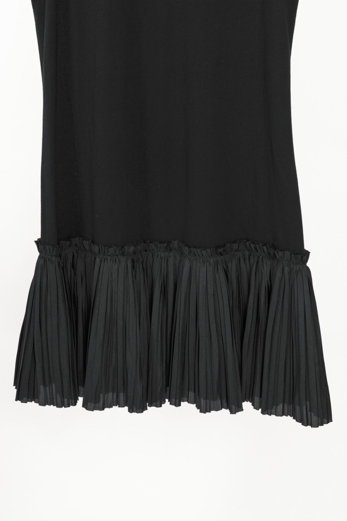 Marie Saint Pierre Black Jersey Pleated-Hem Dress