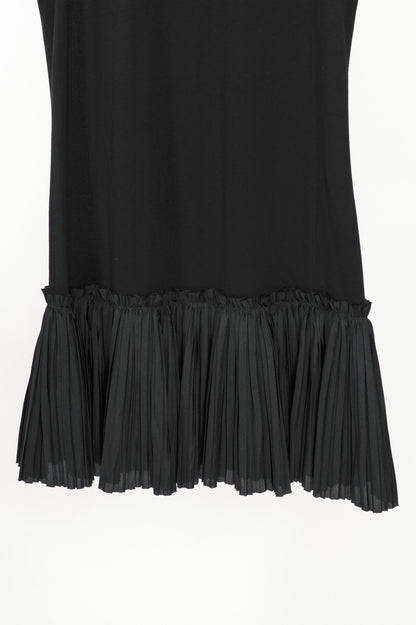 Marie Saint Pierre Black Jersey Pleated-Hem Dress