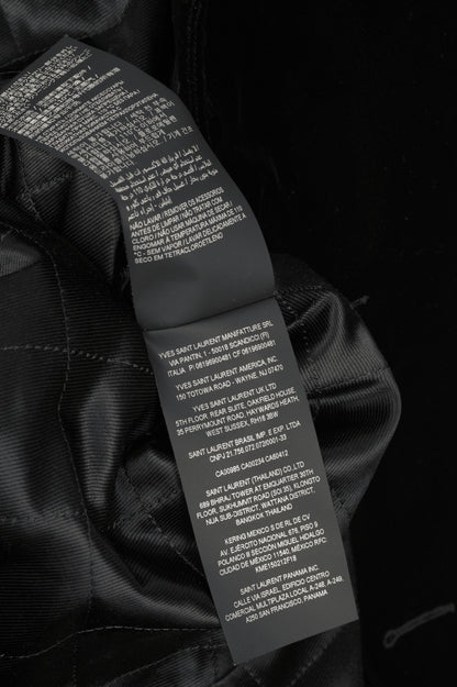 Saint Laurent AW23 Runway Noir Velvet Belted Double-Breasted Trench Coat