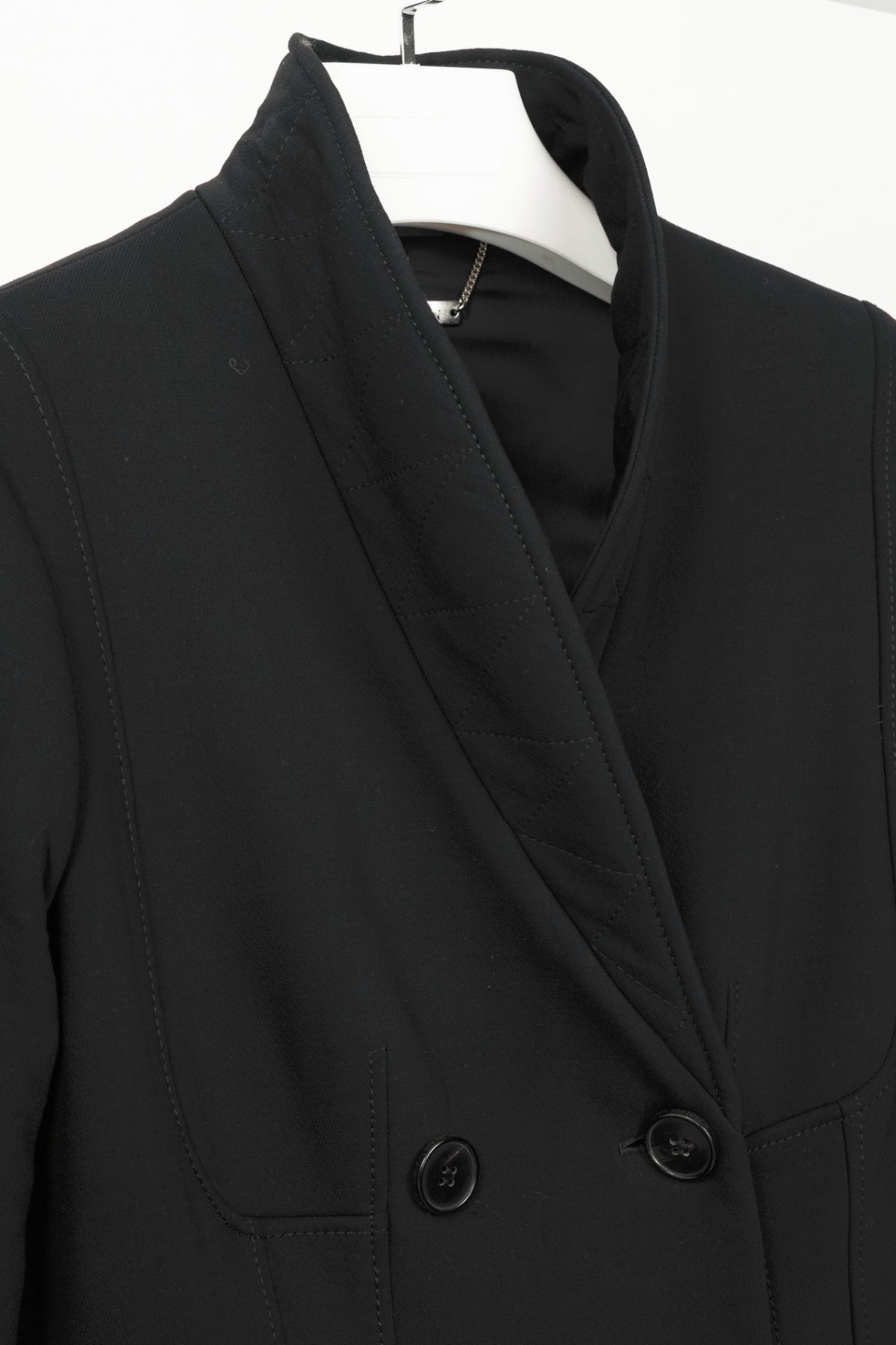 Alexander McQueen PF15 Black Wool-Blend Scuba Double-Breasted Corset Coat