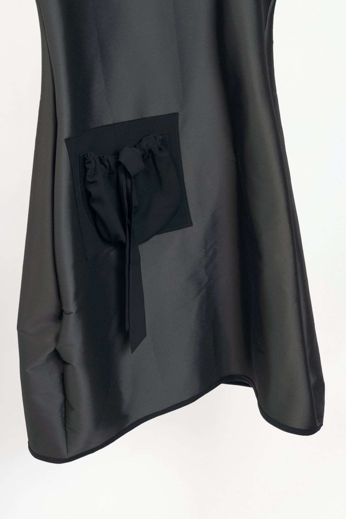 Marie Saint Pierre Grey Taffeta Asymmetrical Pocket Dress