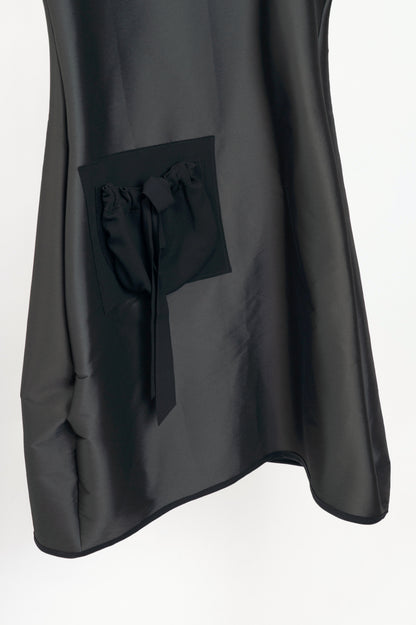 Marie Saint Pierre Grey Taffeta Asymmetrical Pocket Dress