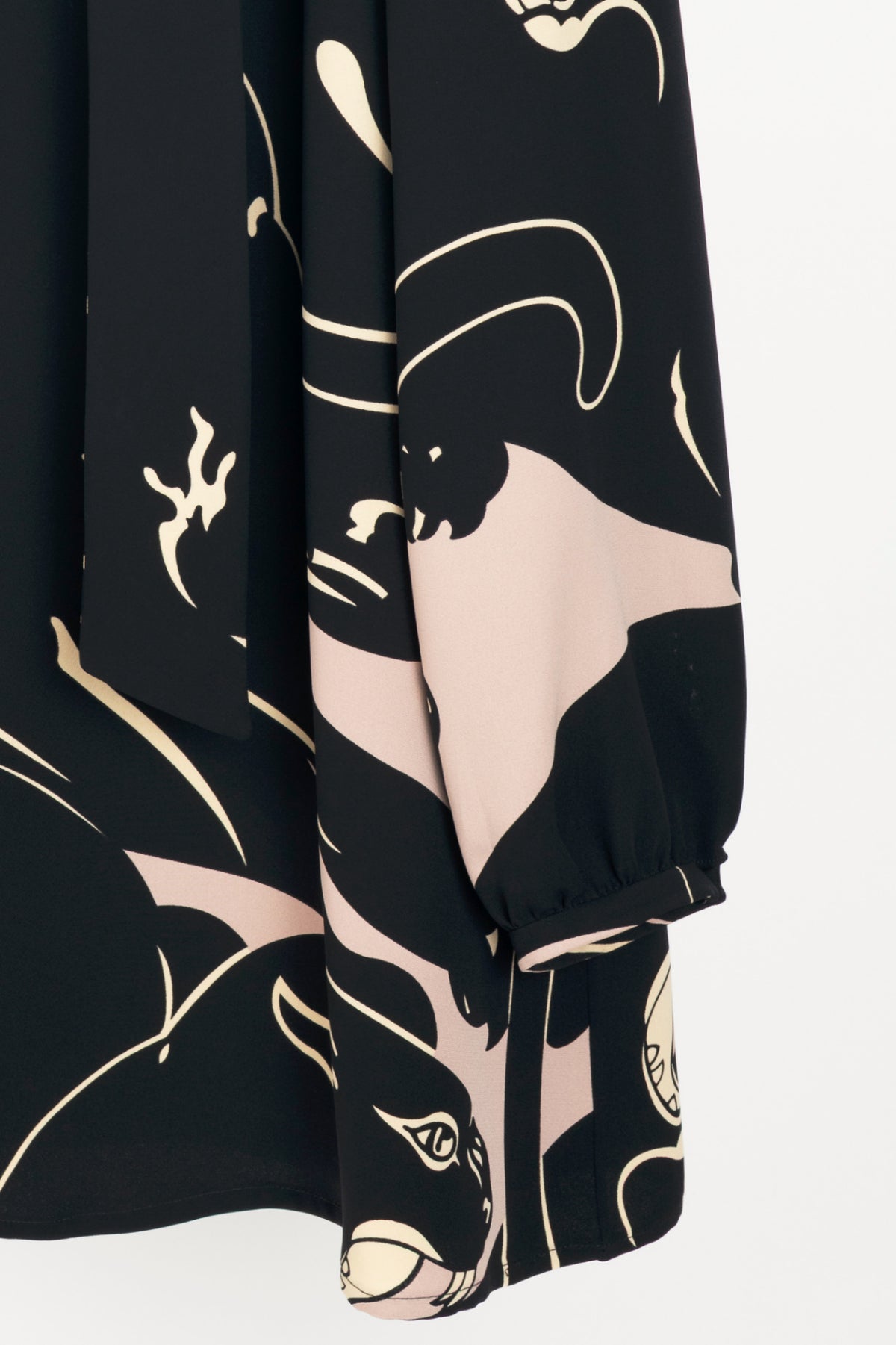 Valentino Garavani AW17 Panther-Print Cady Tie-Neck Mini Dress