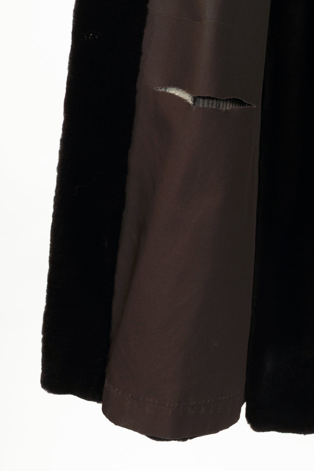 Reversible Brown Mink & Taffeta Long Fur Coat