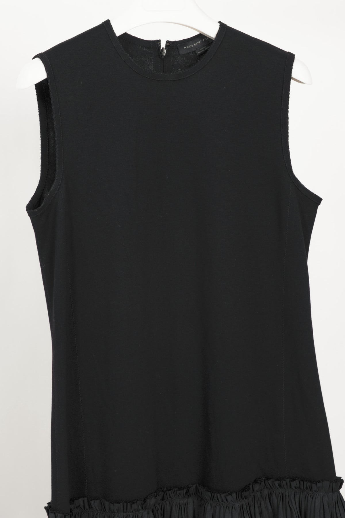 Marie Saint Pierre Black Jersey Pleated-Hem Dress