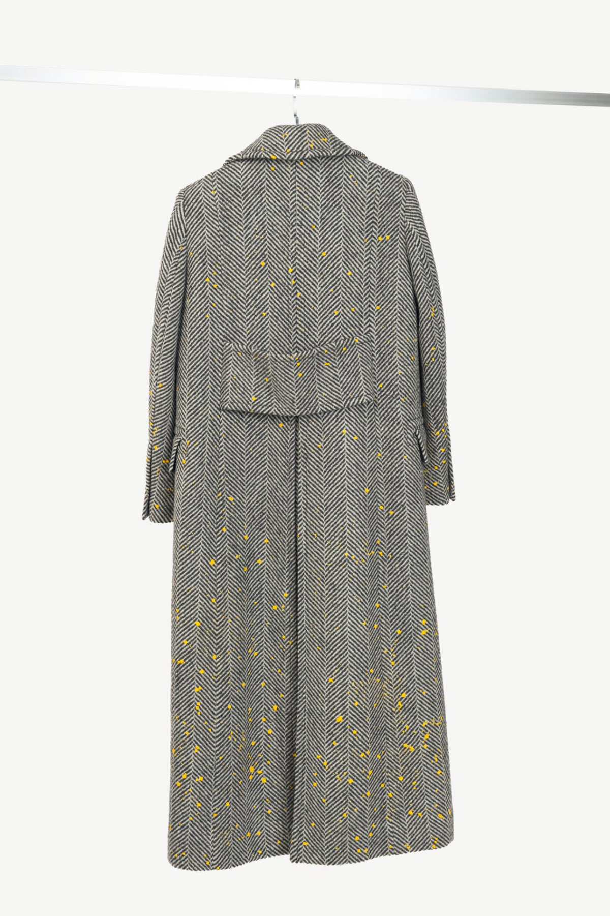 Golden Goose Anthracite Grey Painted Long Herringbone Coat