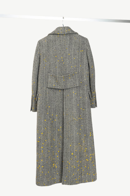 Golden Goose Anthracite Grey Painted Long Herringbone Coat
