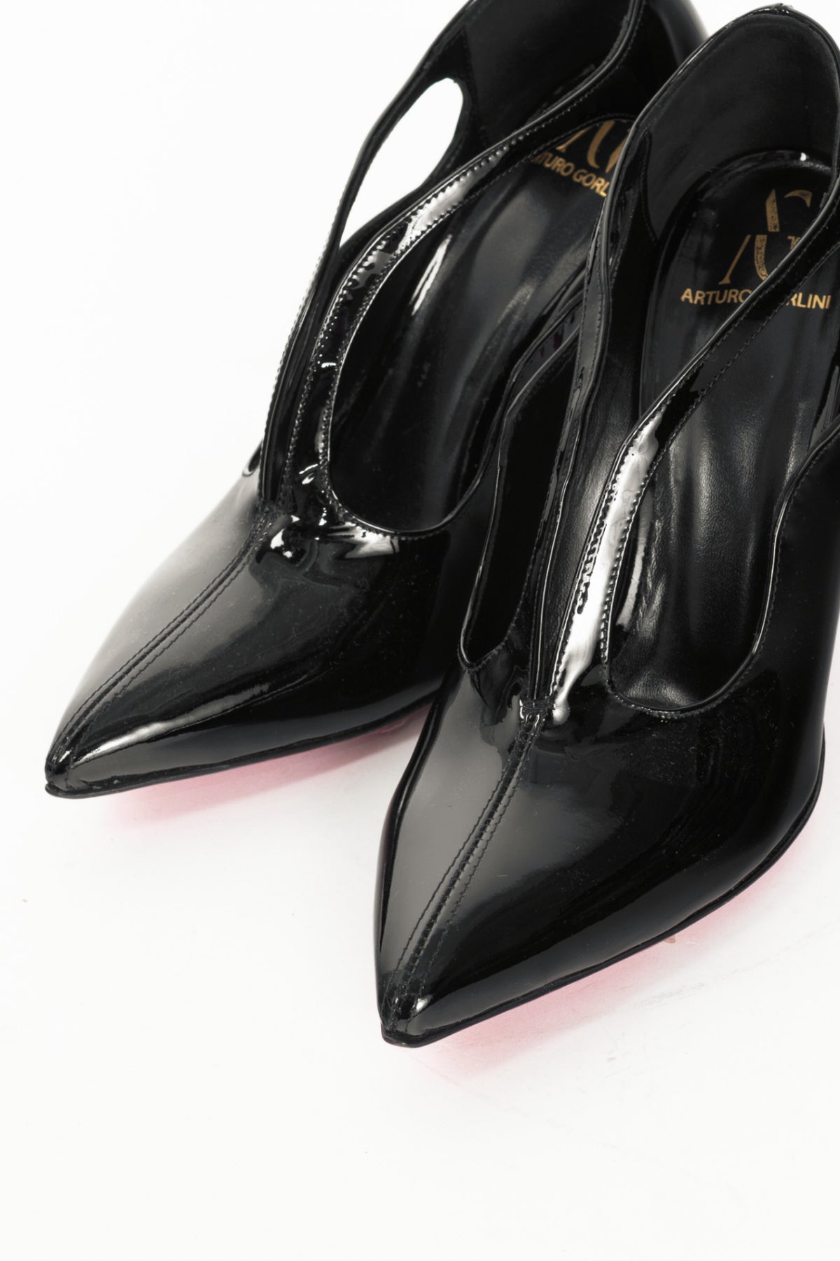 Arturo Gorlini Mask Black Patent-Leather Cutout Pumps