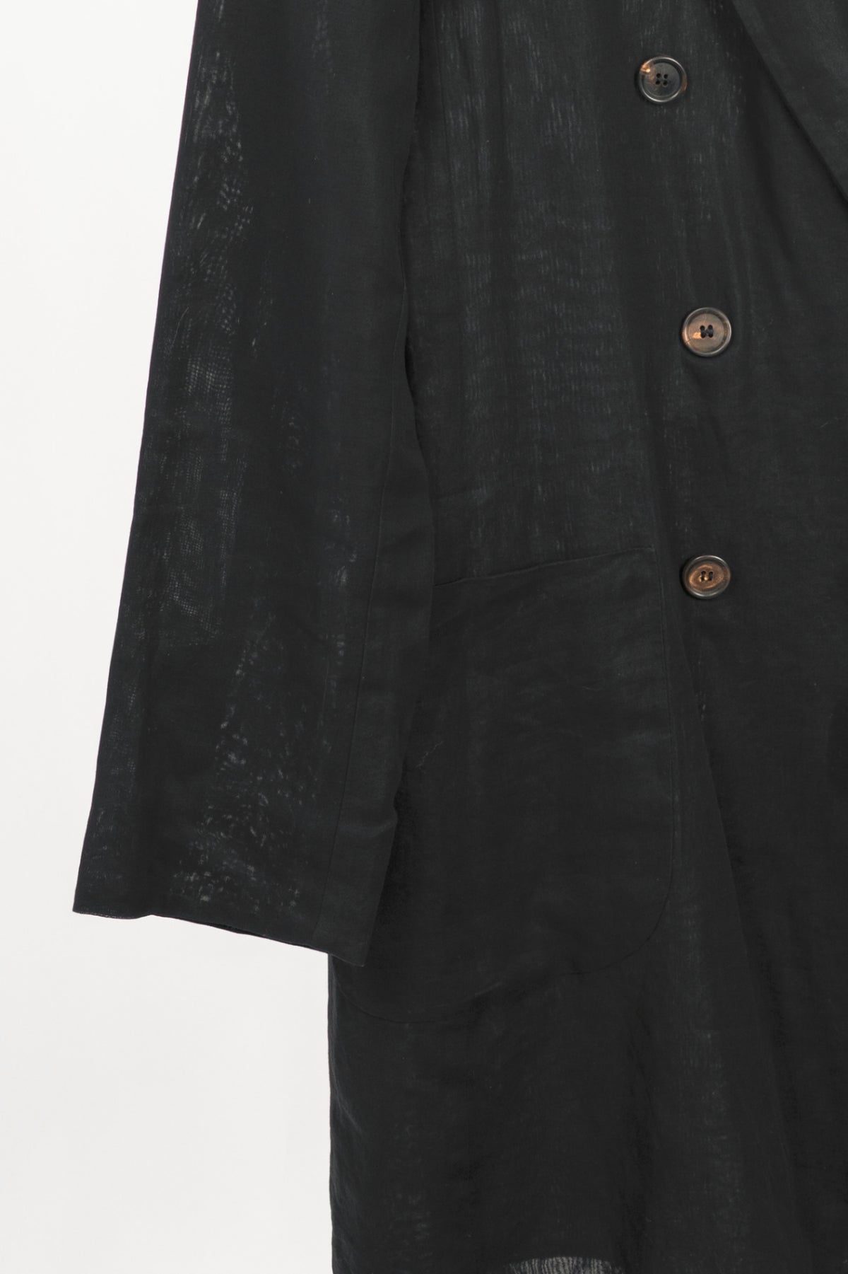 Brunello Cucinelli Black Cotton Voile Double-Breasted Longline Blazer