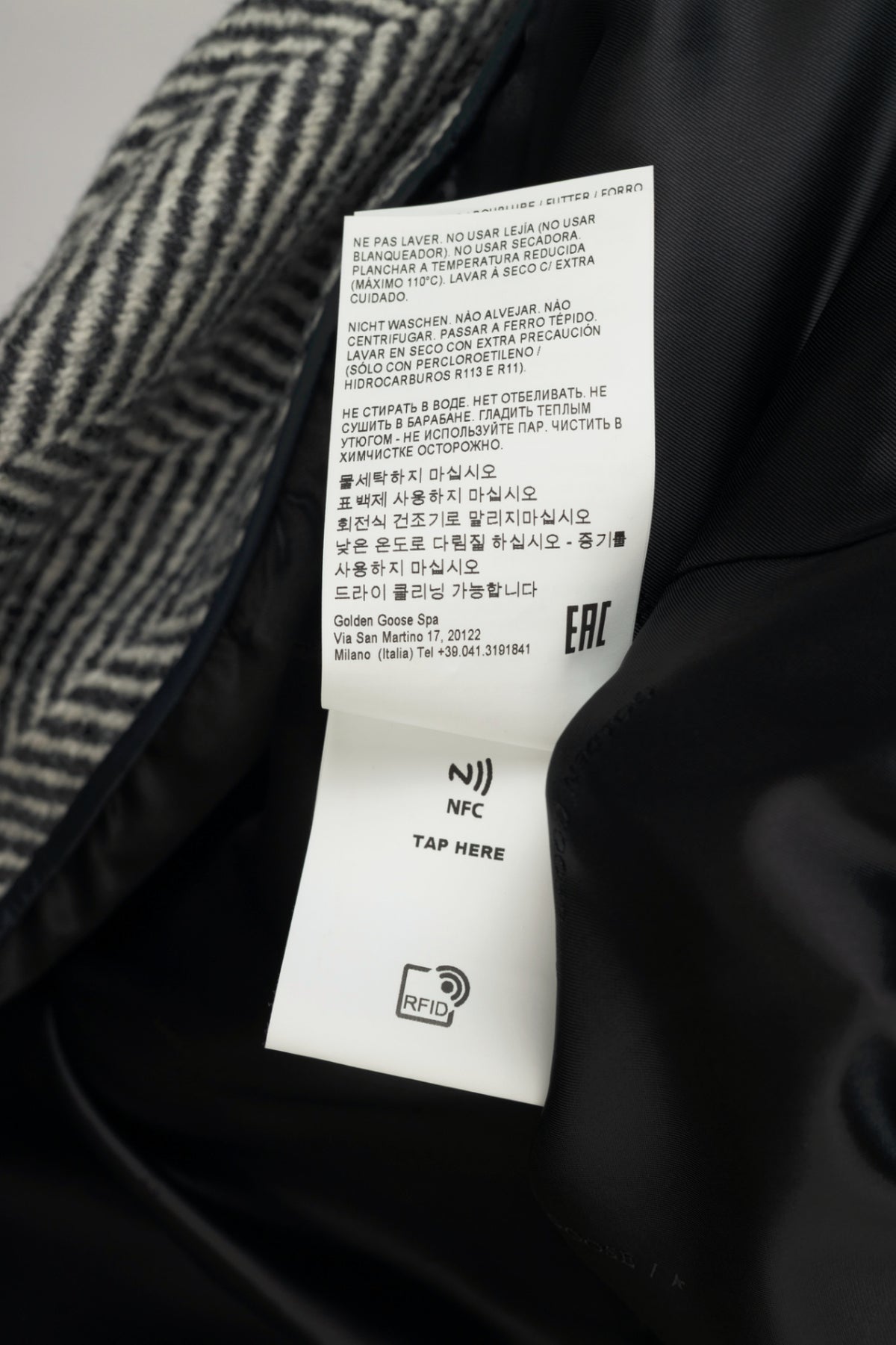 Golden Goose Anthracite Grey Painted Long Herringbone Coat
