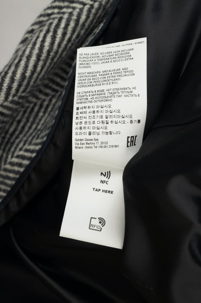 Golden Goose Anthracite Grey Painted Long Herringbone Coat