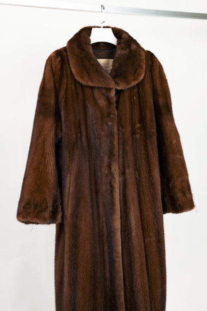 Designen Vintage Brown Mink Long Fur Coat