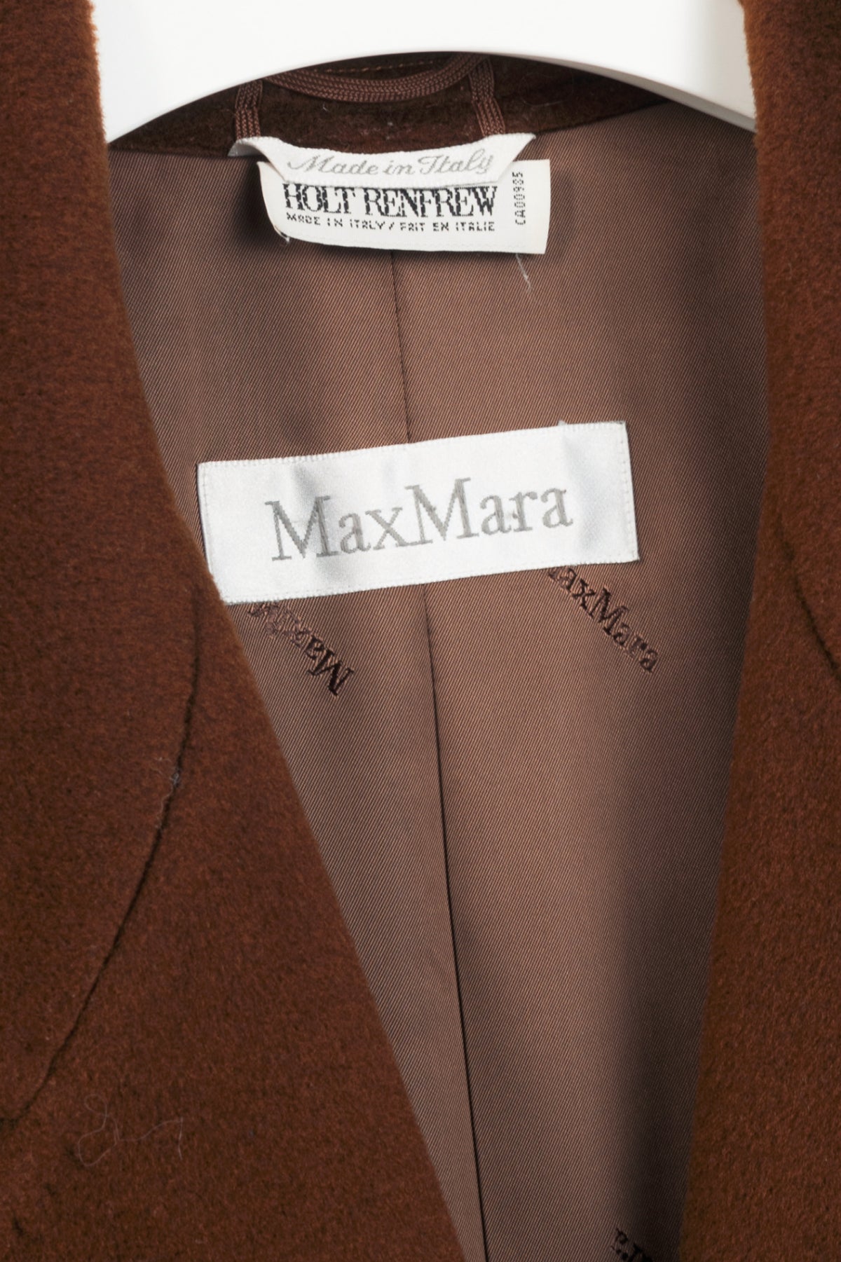 Max Mara Brown Wool-Blend Double-Breasted Chesterfield Coat