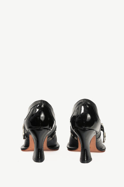 John Fluevog Damsel Lara Black Leather Mary Jane Pumps