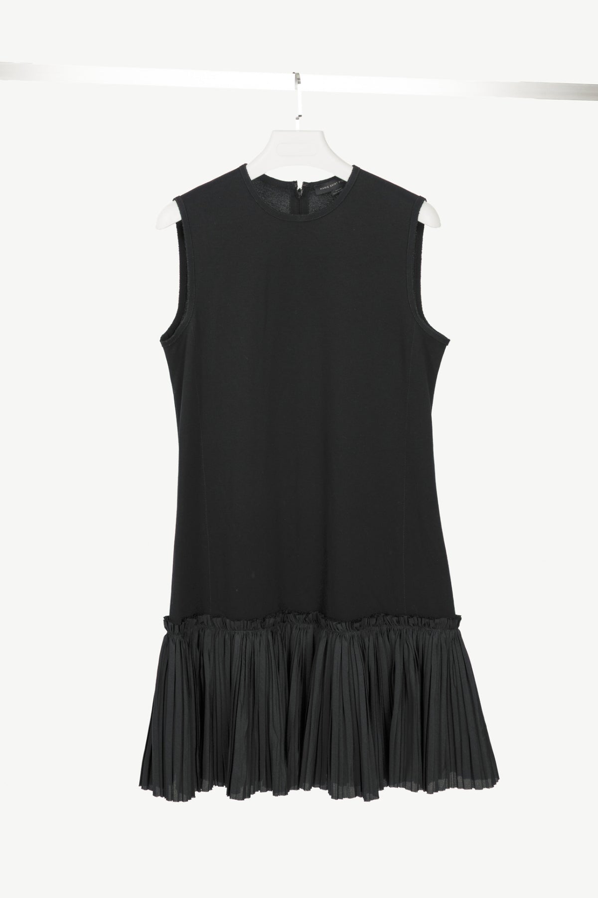 Marie Saint Pierre Black Jersey Pleated-Hem Dress
