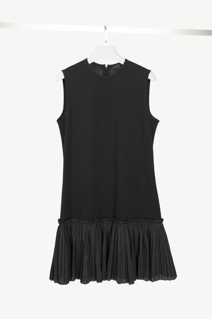 Marie Saint Pierre Black Jersey Pleated-Hem Dress