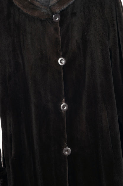 Reversible Brown Mink & Taffeta Long Fur Coat