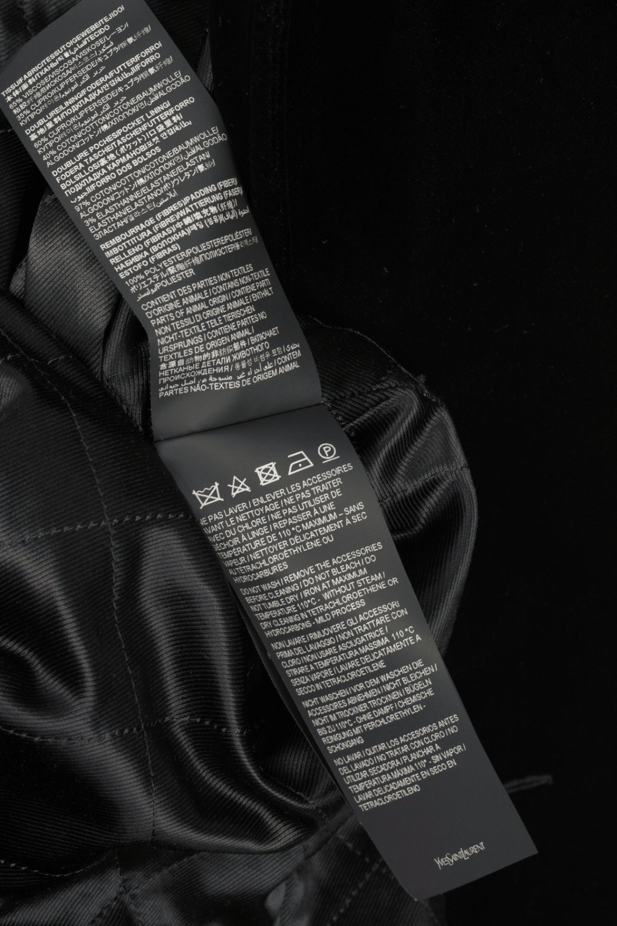 Saint Laurent AW23 Runway Noir Velvet Belted Double-Breasted Trench Coat