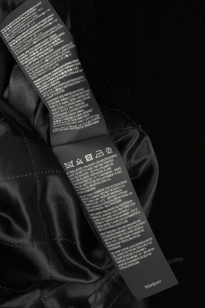 Saint Laurent AW23 Runway Noir Velvet Belted Double-Breasted Trench Coat