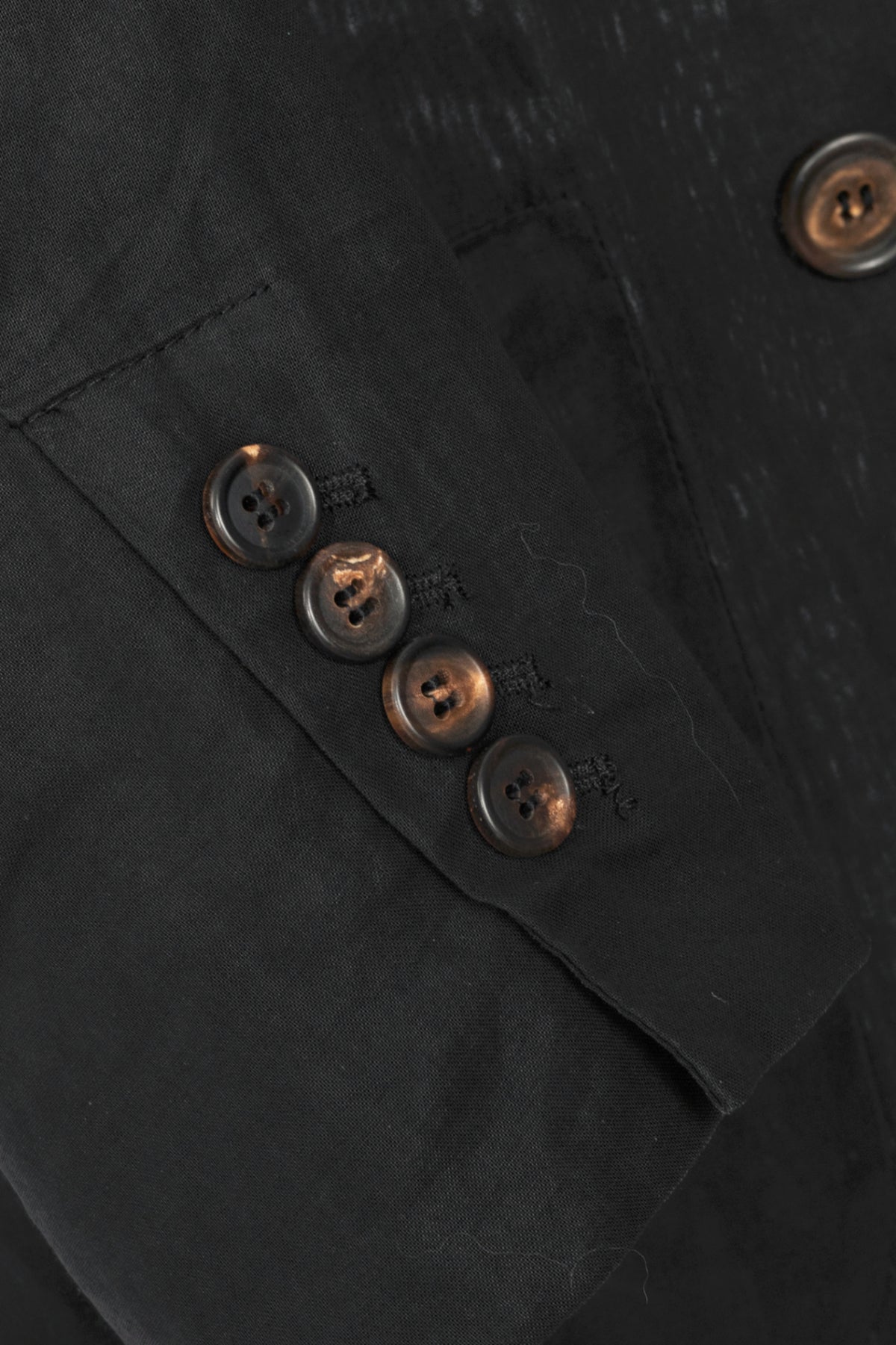 Brunello Cucinelli Black Cotton Voile Double-Breasted Longline Blazer