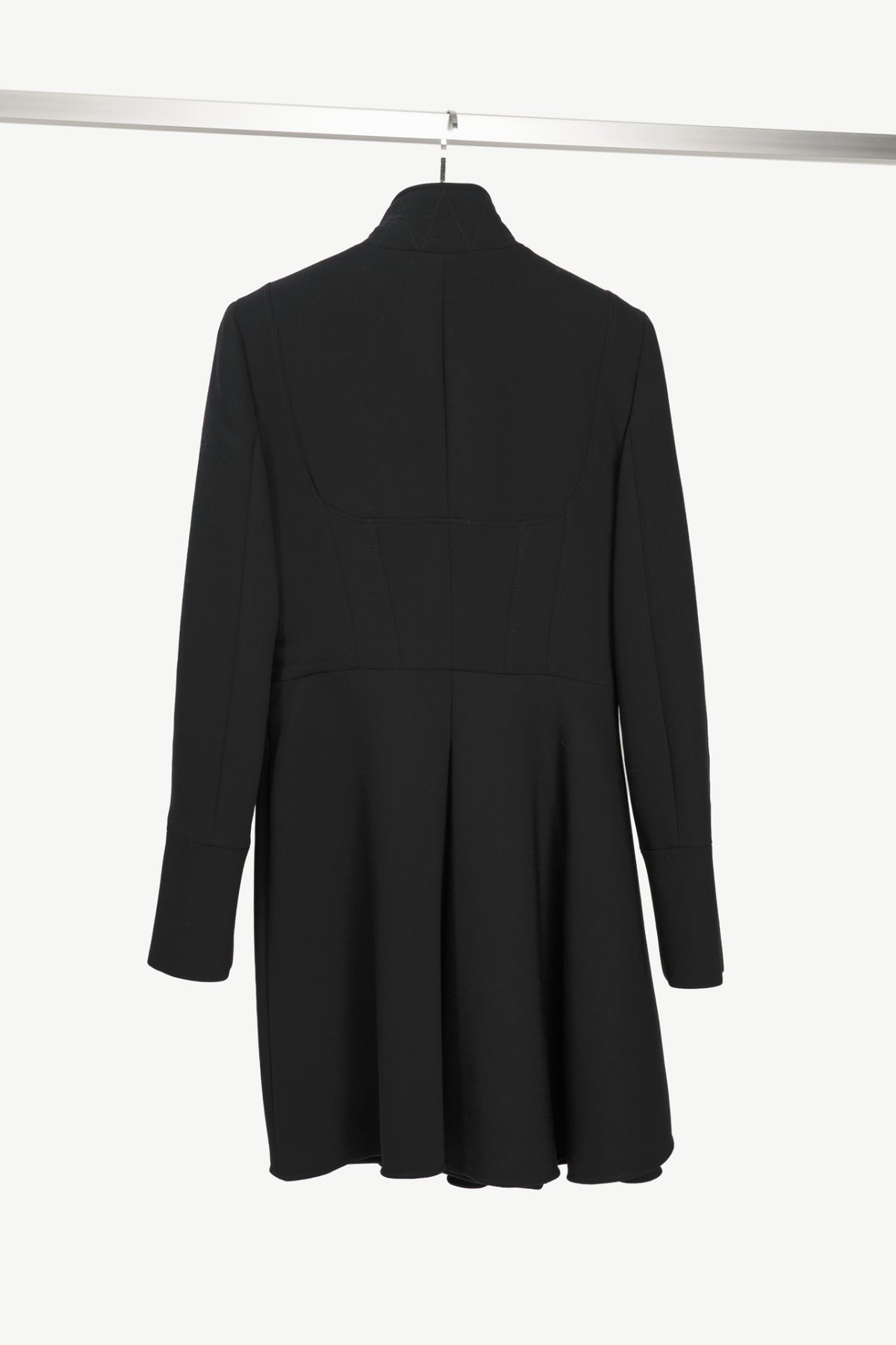 Alexander McQueen PF15 Black Wool-Blend Scuba Double-Breasted Corset Coat