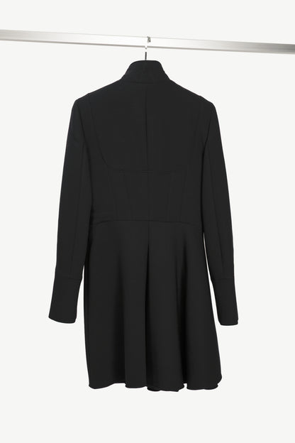 Alexander McQueen PF15 Black Wool-Blend Scuba Double-Breasted Corset Coat
