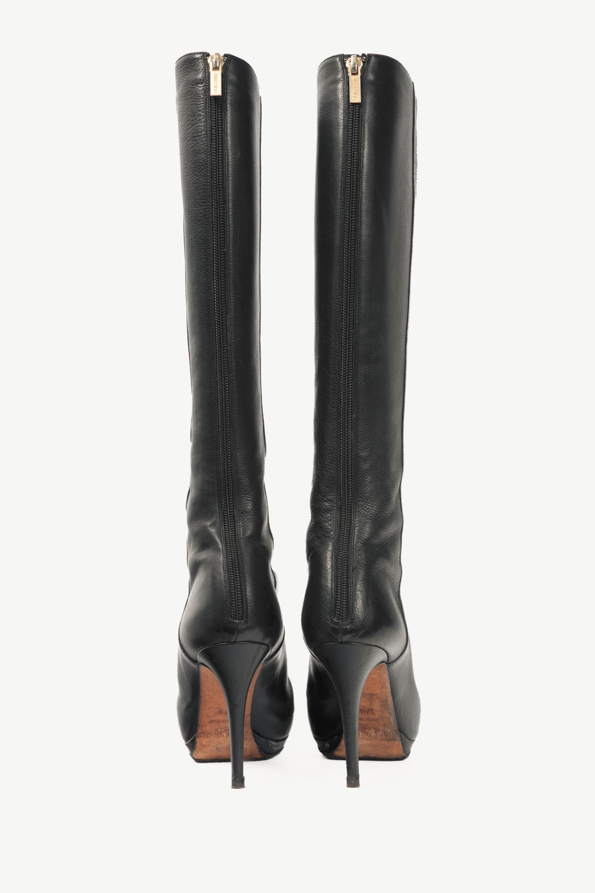 Jimmy Choo Glynn Black Leather Knee-High Boots