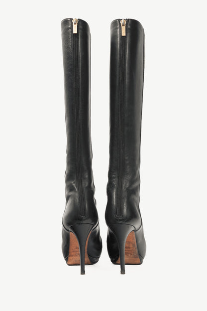 Jimmy Choo Glynn Black Leather Knee-High Boots