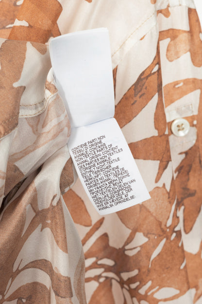 Brunello Cucinelli SS25 Natural Herbarium-Print Silk Shirt Dress